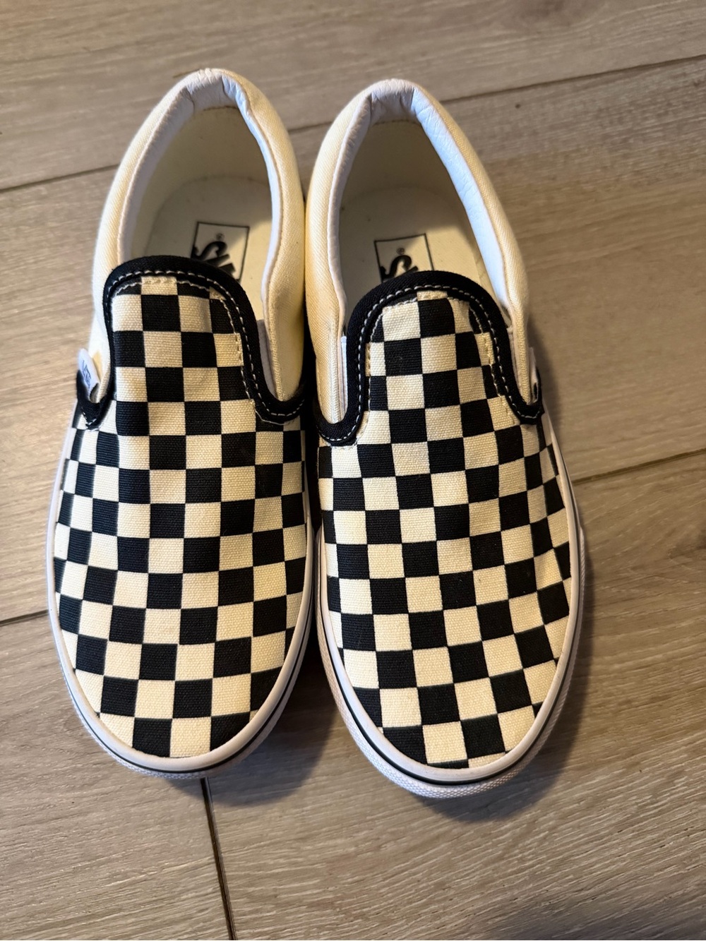 Vans Black & White Checkerboard Slip-On Kids Sneakers